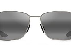 Maui Jim Men's and Women's Kaala Polarized Rectangular Sunglasses, Silver/Neutral Grey, Medium