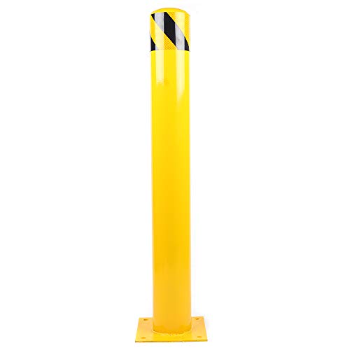 31YoTZexfJL.jpg 36” x 4.5 ” Safety Bollard Post Reflective Yellow Pipe Bollards Steel Parking Barrier Nocturnal Lifting Ground Barrier With 4 Free Anchor Bolts, Heavy Duty Powder Coated Safety Parking Barrier Post 11Ga(3MM) Base-8x8'' - Image 1