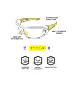 Mechanix Wear: Vision Type-X Safety Glasses with Advanced Anti Fog, Scratch Resistant, Black Frame, Protective Eyewear, Lightweight Glasses, Ventilated Temples, For Outdoor Use (Fire Mirror Lens) - Image 8