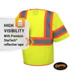 Pioneer Hi Vis Tricot Sleeved Safety Vest - High Visibility Reflective Tape - 4 Pockets - Yellow/Green - for Men & Women - Image 8