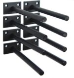 MHMYDZ 8 Pcs 6" Black Solid Steel Floating Shelf Bracket Blind Shelf Supports - Hidden Brackets for Floating Wood Shelves - Concealed Blind Shelf Support – Screws and Wall Plugs Included