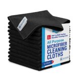 12" x 12" Buff Pro Multi-Surface Microfiber Cleaning Cloths | Black - 12 Pack | Premium Microfiber Towels for Cleaning Glass, Kitchens, Bathrooms, Automotive, Supplies & Products