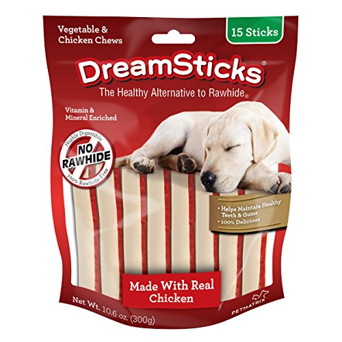 51P7lCy4f8L.jpg DreamSticks, Vegetable & Chicken Dog Chews, Rawhide Free, 15-Count (DBC-02396), 0.66 pounds - Image 1