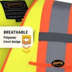 Pioneer Hi Vis Tricot Sleeved Safety Vest - High Visibility Reflective Tape - 4 Pockets - Yellow/Green - for Men & Women - Image 9
