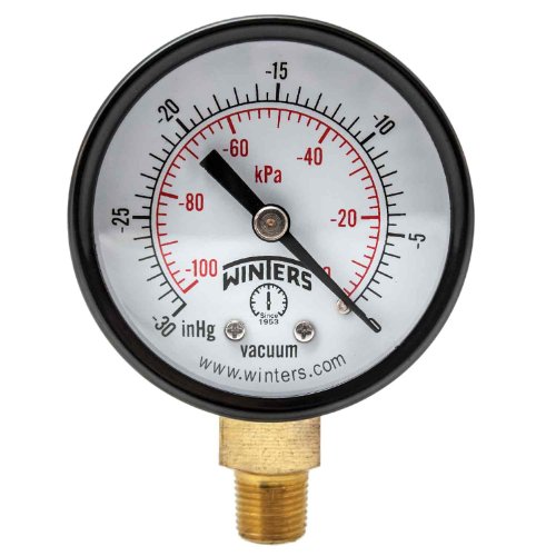 51Y9tZtLk1L.jpg Winters 2 inch Dial Size, Economy Utility Dry Pressure Gauge, Brass Internals, Black Steel Case, Dual Scale 30 inch Hg-0 Vac/kPa, 3-2-3% Accuracy, 1/8 inch NPT Bottom Mount, Vacuum Pressure Gauge - Image 1