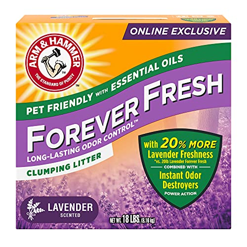 51cCqZZ0EEL.jpg Arm & Hammer Forever Fresh Clumping Cat Litter Lavender, MultiCat 18lb with 20% More Lavender Freshness, Pet Friendly with Essential Oils - Image 1