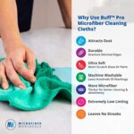 12" x 12" Buff Pro Multi-Surface Microfiber Cleaning Cloths | Black - 12 Pack | Premium Microfiber Towels for Cleaning Glass, Kitchens, Bathrooms, Automotive, Supplies & Products - Image 7