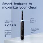 Oral-B iO Series 5 Limited Rechargeable Electric Powered Toothbrush, Black with 3 Brush Heads and Travel Case - Visible Pressure Sensor to Protect Gums - 5 Cleaning Modes - 2 Minute Timer - Image 6