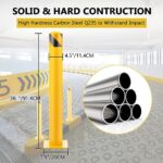 36” x 4.5 ” Safety Bollard Post Reflective Yellow Pipe Bollards Steel Parking Barrier Nocturnal Lifting Ground Barrier With 4 Free Anchor Bolts, Heavy Duty Powder Coated Safety Parking Barrier Post 11Ga(3MM) Base-8x8'' - Image 5