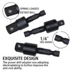 CIGOTU Right Angle Drill Adaptor,4-in-1 Impact Drill Bit Extension,360° Rotatable 1/4 3/8 1/2" Impact Grade Socket Adapter Set,105 Degree Angle Screwdriver Drill Bit for Household Workplace Industry - Image 5