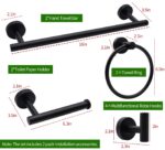 5/10/20pcs Bathroom Hardware Set, Matte Black/Brushed Nickel/Brushed Gold Bathroom Hardware Set, Including 16" Hand Towel Bars, Toilet Paper Holders, Towel Rings, Robe Towel Hooks (10pcs, Black) - Image 3