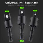 CIGOTU Right Angle Drill Adaptor,4-in-1 Impact Drill Bit Extension,360° Rotatable 1/4 3/8 1/2" Impact Grade Socket Adapter Set,105 Degree Angle Screwdriver Drill Bit for Household Workplace Industry - Image 8
