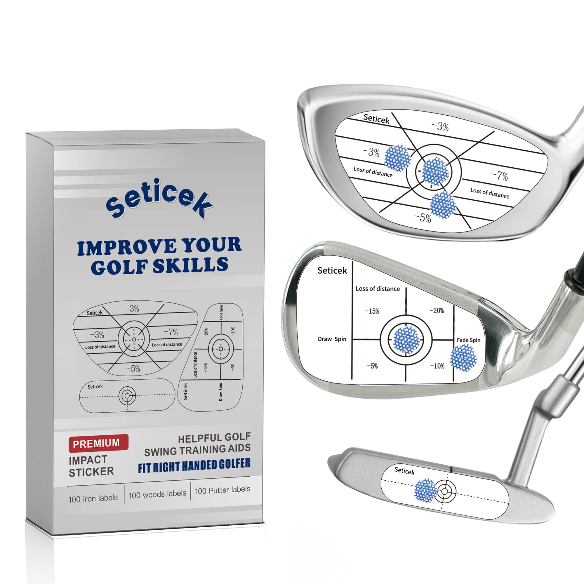 71Fgjxo32wL-1.jpg Seticek Golf Impact Tape Set 300Pcs, Self-Teaching Sweet Spot and Consistency Analysis, Golf Club Impact Stickers for Woods Irons and Putters Each 100 Pcs,Useful Training Aid Improve Ball Striking - Image 1