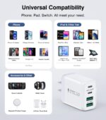 [2-Pack] 40W USB C Wall Plug, 4 Port Fast Charging Block PD 3.0 Multi Port Type C Adapter Cube for iPhone 16/15/14/13/12/11 Pro Max Plus/XR/SE,iPad/Pro/Mini/Air,AirPods4,watch10,Galaxy S25/S24,Ultra - Image 6