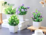 Der Rose 4 Packs Small Fake Plants Mini Artificial Faux Plants with Flowers for Home Room Farmhouse Bathroom Decor Indoor - Image 5