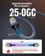 Highwings 8K 10K 4K HDMI 2.1 Cable 48Gbps 6.6FT/2M, Certified Ultra High Speed HDMI Cable Braided Cord-4K@120Hz 8K@60Hz, DTS:X, HDCP 2.2 & 2.3, HDR 10 Compatible with Roku TV/PS5/HDTV/Blu-ray - Image 5