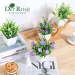 Der Rose 4 Packs Small Fake Plants Mini Artificial Faux Plants with Flowers for Home Room Farmhouse Bathroom Decor Indoor - Image 4