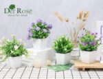 Der Rose 4 Packs Small Fake Plants Mini Artificial Faux Plants with Flowers for Home Room Farmhouse Bathroom Decor Indoor - Image 6