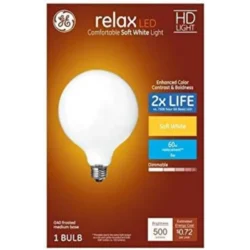 GE Relax 60-Watt EQ Soft White Dimmable Globe Light Bulb