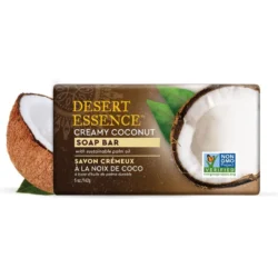 Desert Essence Creamy Coconut Soap Bar -Softening Jojoba Oil, Soothing Colloidal Oatmeal – Safe for Sensitive Skin, Face & Body, Vegan, Cruelty-Free