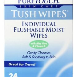 Tush Wipes for Adults 24 Individual Flushable Moist Wipes