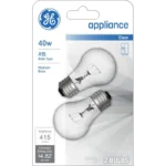 GE Appliance Clear Light Bulb 40w, A15 Bulb Type, Medium Base | 415 Lumens | 2-Count per Pack (1-Pack)