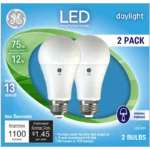 GE Lighting 21758 Light Bulb General Purpose Daylight A21 LED 12 (75-Watt Replacement), 1100-Lumen Medium Base, 2 Count (Pack of 1)